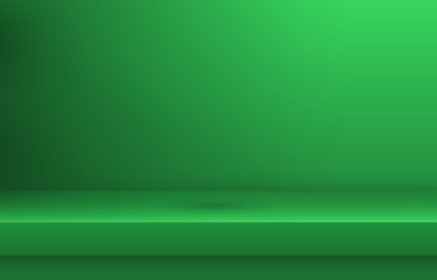 Vector empty green color shelf with shadow