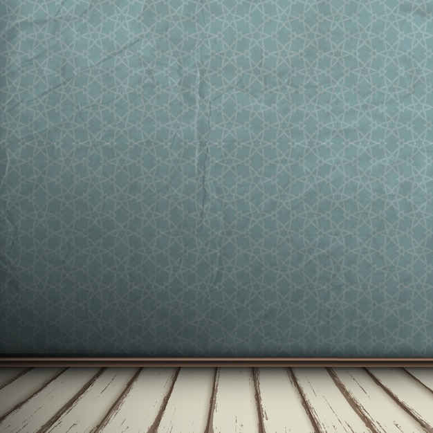 Vector empty grey interior of vintage room background