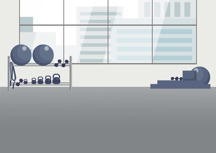 Vector empty gym flat color   illustration