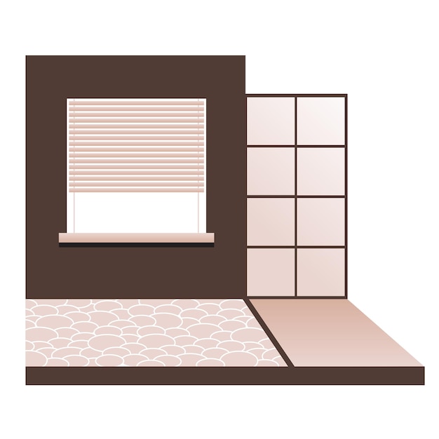 Empty loft space in japan style flat vector simple illustration