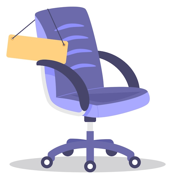 Vector empty office chair with blank sign vacant seat