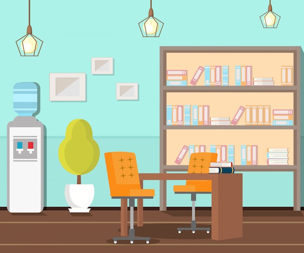 Empty Office, Workplace Flat  Illustration