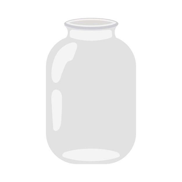 An empty open glass jar isolated on a white background Vector illustration