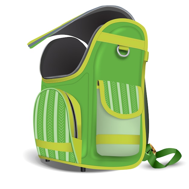 Vector empty open school satchel.