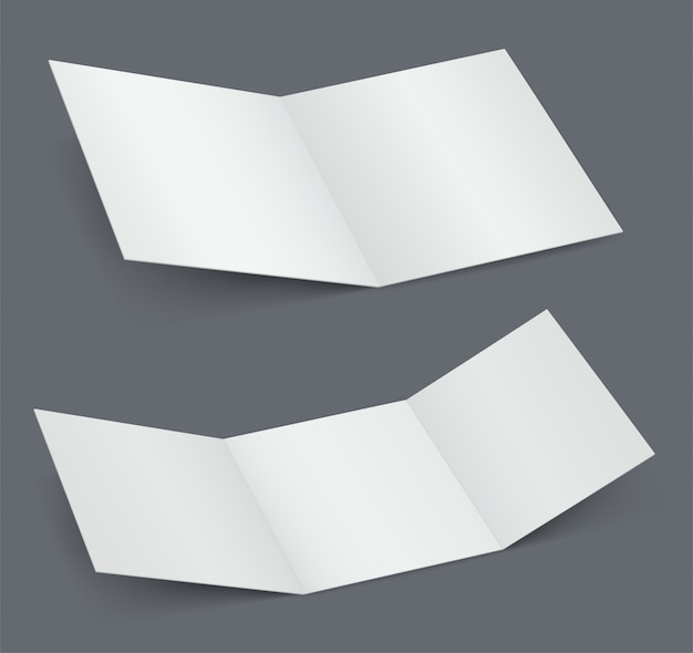 empty open white brochure, doubled and tripled the booklet