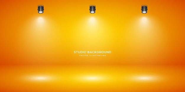 Empty orange studio abstract background with spotlight effect product showcase backdrop stage