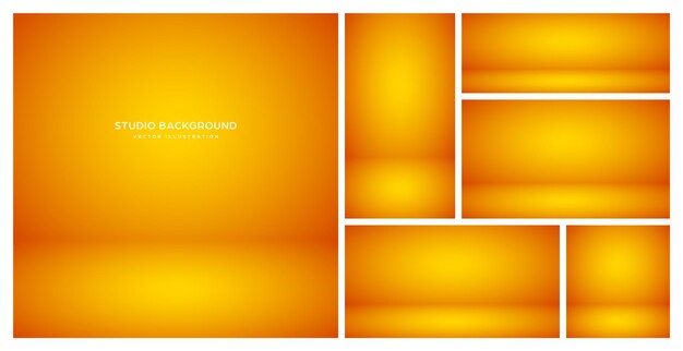 Empty orange studio abstract backgrounds with spotlight effect product showcase backdrop stage lighting vector illustration