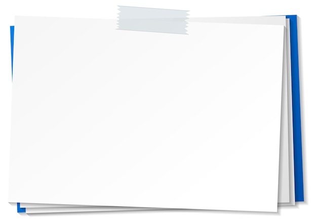Vector empty paper note template stick with tape