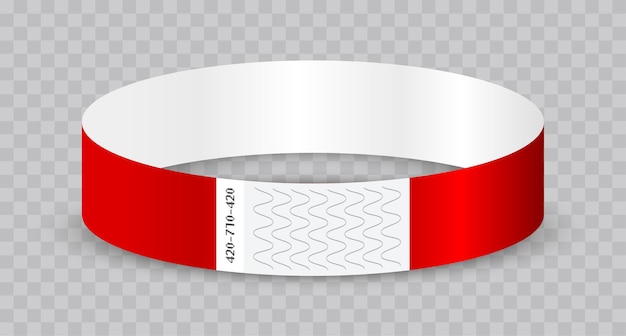 Empty paper or tyvek bracelet or wristband Sticky hand entrance event paper bracelet isolated on a transparent background