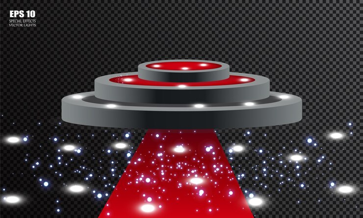 Vector   empty pedestal for award ceremony. platform illuminated by spotlights.   illustration.