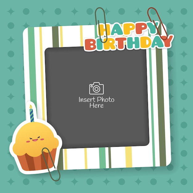 Vector empty photo frame for birthday celebration