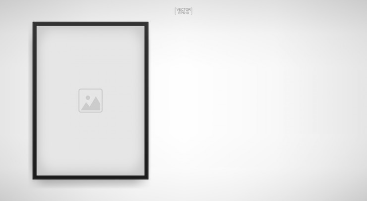 Vector empty photo frame or picture frame on white background.