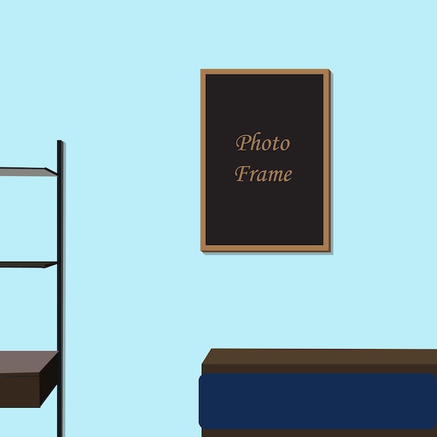 Empty Photo Frame On wall for mockup vector