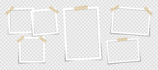 Empty photo frames with shadow effects Vintage photo frame for your picture Vector illustration in realistic style