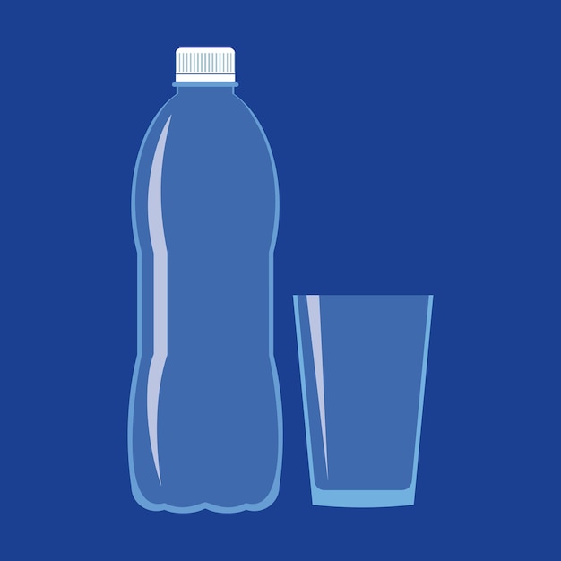 Empty Plastic Bottle and Glass Flat Icon