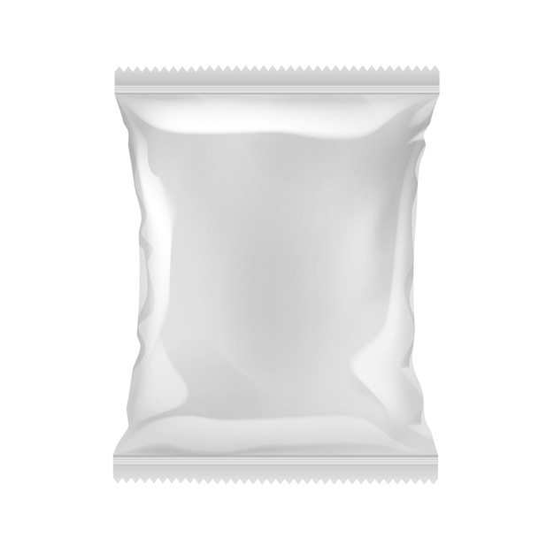 Empty plastic foil bag isolated on white