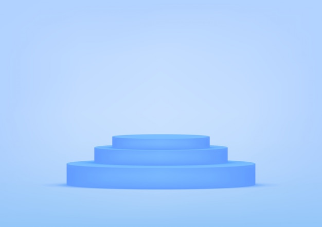 コピースペースを持つ製品表示の空の表彰台スタジオ青い背景。
