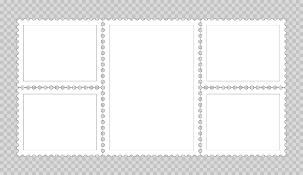 Пустой набор почтовых марок Коллекционные бумажные штемпели Граница почтовых форм для письма Почтовые марки