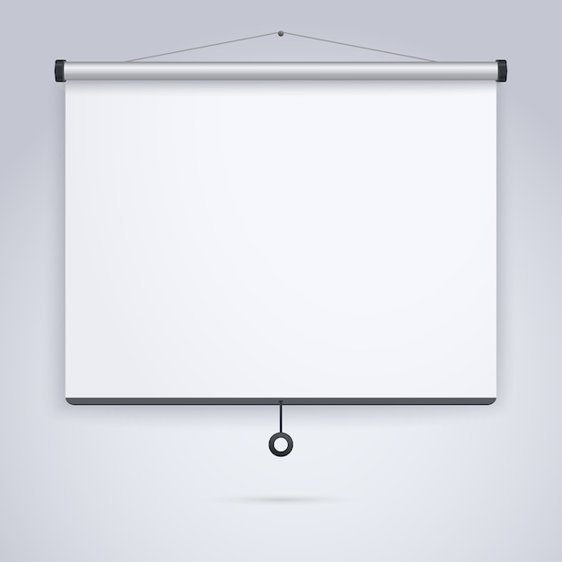 Vector empty projection screen, presentation board, blank whiteboard for conference