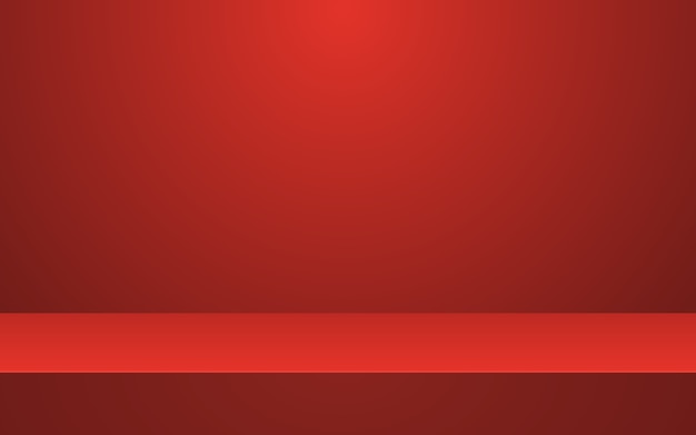 Vector empty red abstract stage studio background for product display.