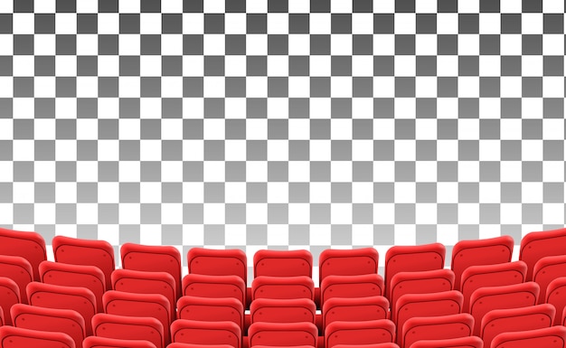 Empty red seats at the front theater movie isolated