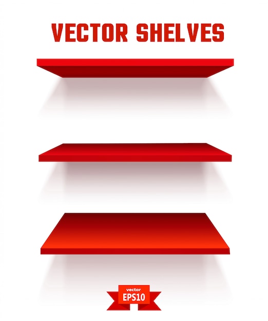 Empty red shelf. the elements of your design. vector illustration