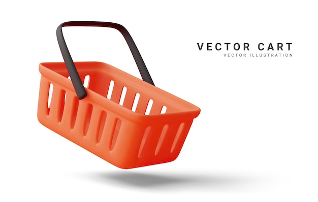 Empty red shopping cart isolated on white background Vector illustration