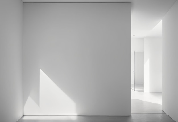 Stanza vuota con parete vuota e pavimento bianco design moderno con parete bianca e pavimento di cemento su