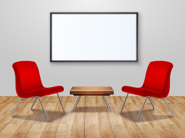 Empty room with laminate floor and white wall background