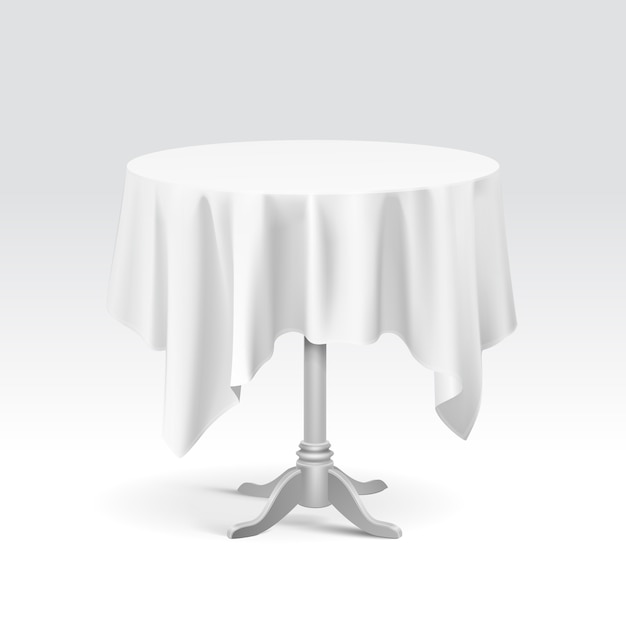 Empty Round Table with Tablecloth