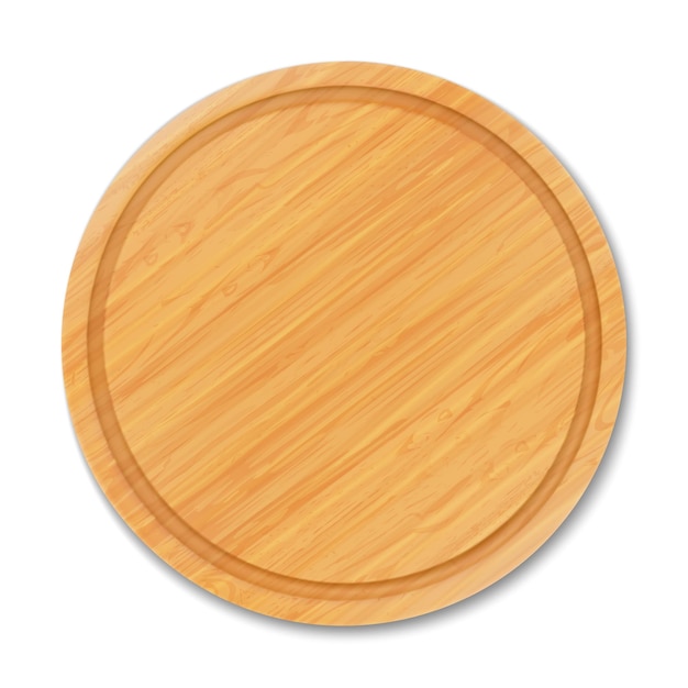 Vector empty round wooden cutting board top view trays or plate of round shapes natural ecofriendly