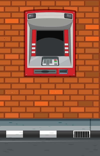 Пустая сцена с банкоматом на улице города