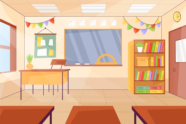 Vector empty school class background for video conferencing