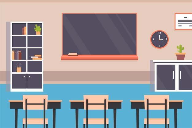 Vettore sfondo di classe scolastica vuota per videoconferenze