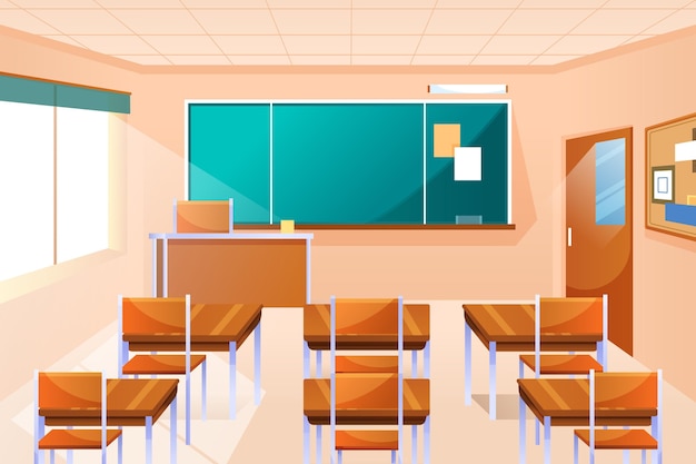 Empty school class background for video conferencing