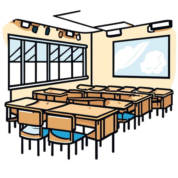 ベクトル 空の学校の教室または空の黒板落書きベクトル図と空の教室シーン