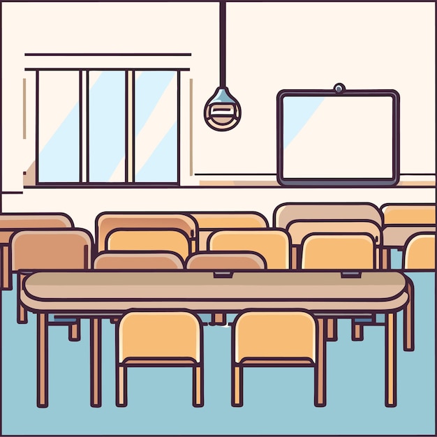 벡터 빈 학교 교실 또는 빈 칠판 낙서 벡터 일러스트가 있는 빈 교실 장면