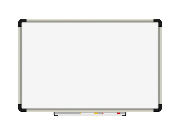 Vector empty school whiteboard with colorful markers vector background for design