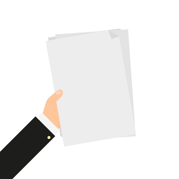 empty sheet of paper in hand in flat style