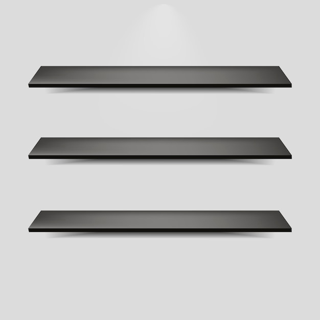 Vector empty shelves on light grey background