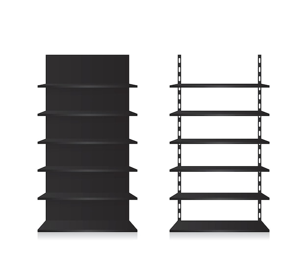 Vector empty shop shelves black