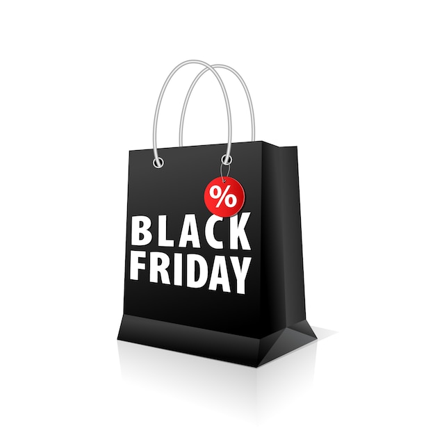 Empty shopping paper bag, black color for black friday