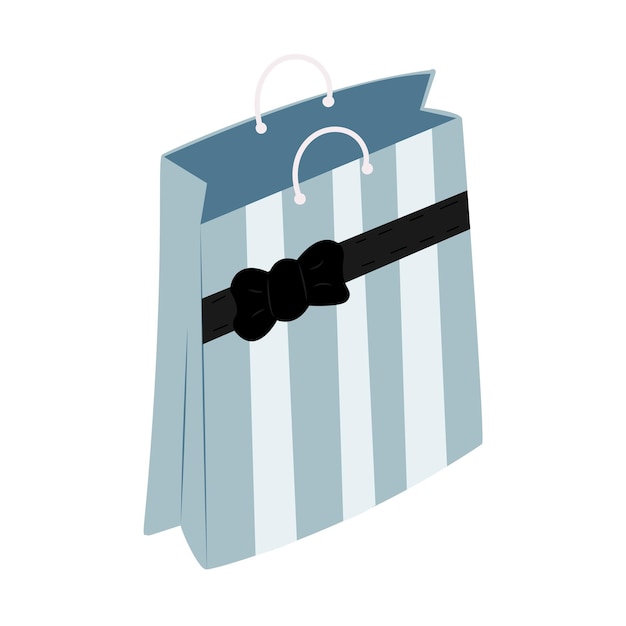 Vector empty shopping paper bag doodle vector illustration