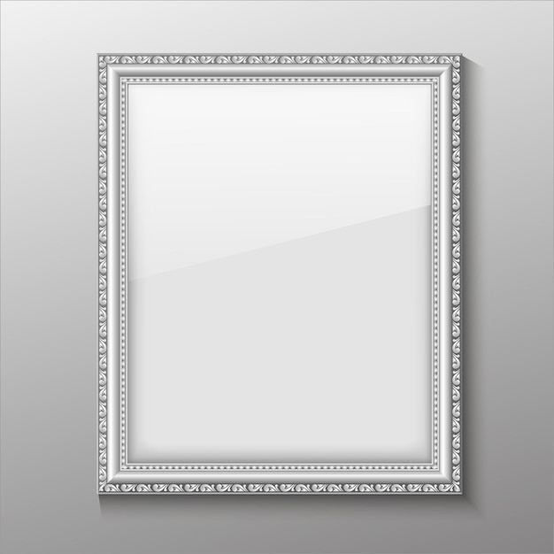 Empty silver frame Vector illustration