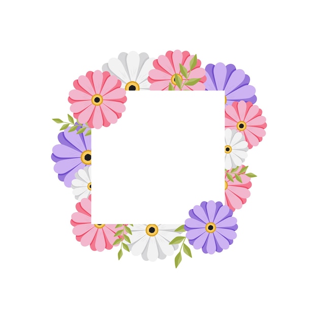 empty square frame with flowers Template for a postcard Vector illustration