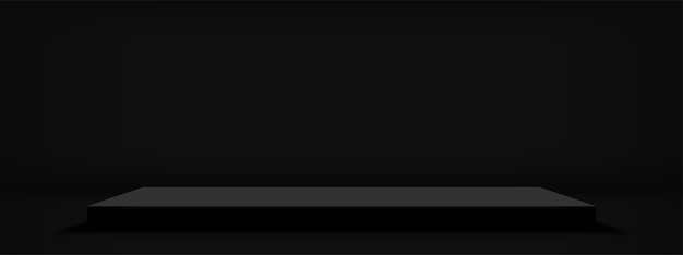 Vettore base del piedistallo quadrato vuota per la vendita di pubblicità di prodotti display e mostra su sfondo nero.