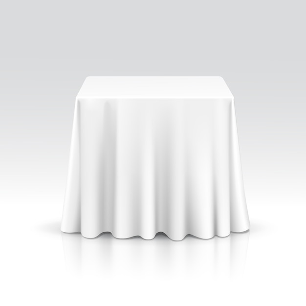 Vector empty square table with tablecloth