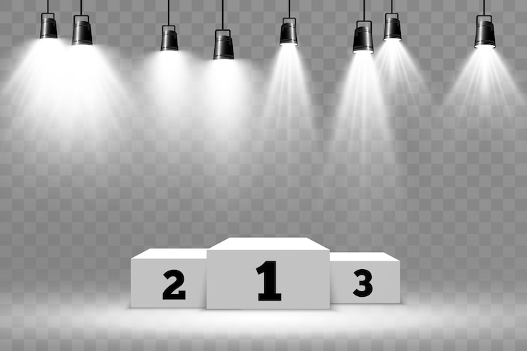 Vector 	
empty stage with spotlights. lighting devices on a transparent background.	

