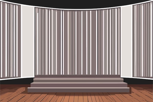 Vector empty stage with white curtainsempty stage with white curtainsempty room with curtain