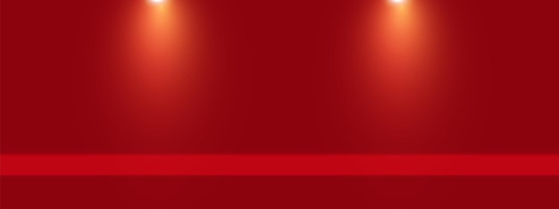 Vector empty studio scene room red background with light for product displays